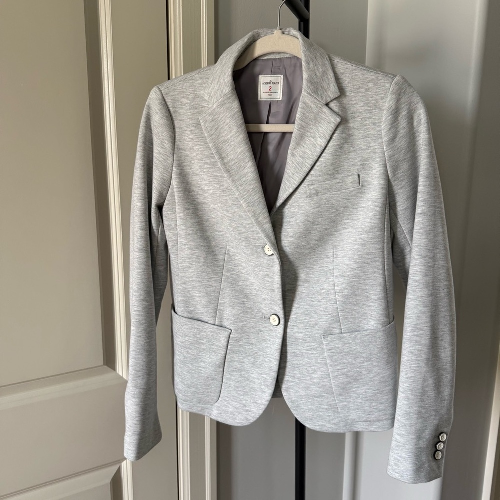 Gap Academy Blazer Gray Knit Stretch Tailored Jacket Size 2
